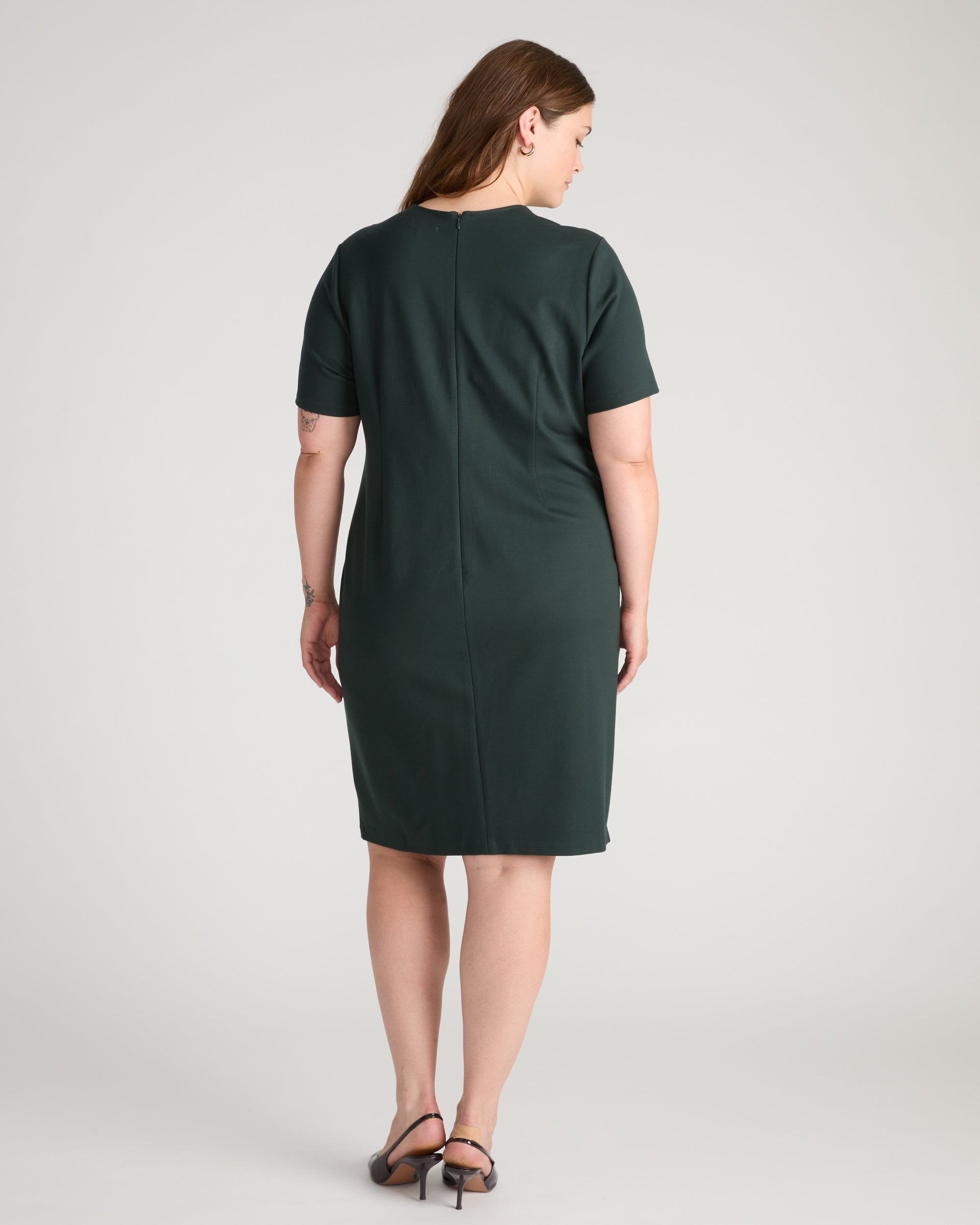 Envelope Neck Ponte Dress - Green Gemstone | Plus Size & Straight Size Women's Fashion | Universal Standard