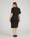 Envelope Neck Ponte Dress - Slate Pinstripe