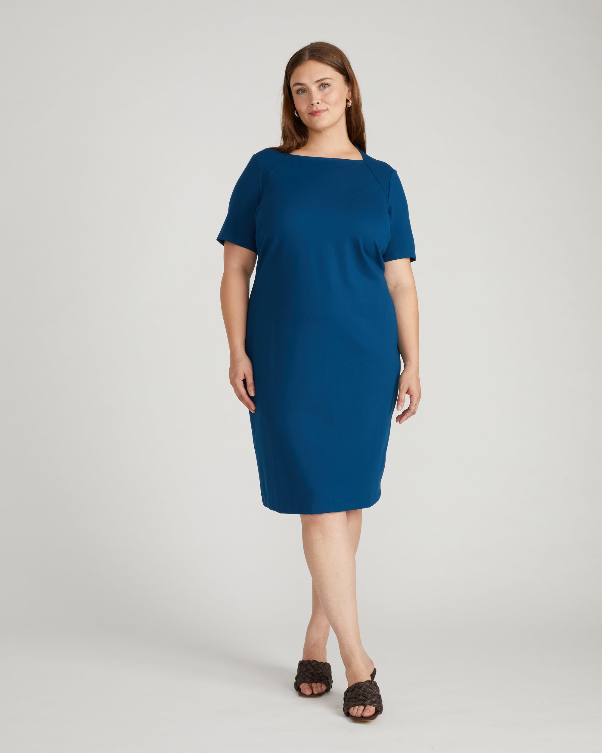 Universal Standard Women's Envelope Neck Ponte Dress - Deep teal Universal Standard Women's Envelope Neck Ponte Dress - Deep teal