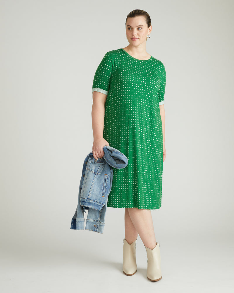 Lily Liquid Jersey Dress - Galactic Print in Green