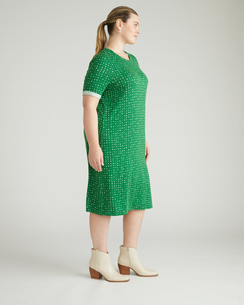 Lily Liquid Jersey Dress - Galactic Print in Green