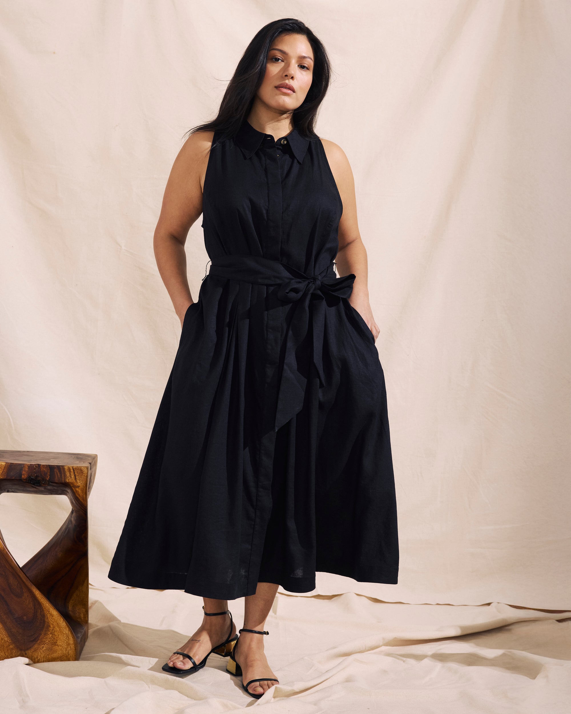 Adelaide Linen Shirtdress - Black | Plus Size & Straight Size Women's Fashion | Universal Standard