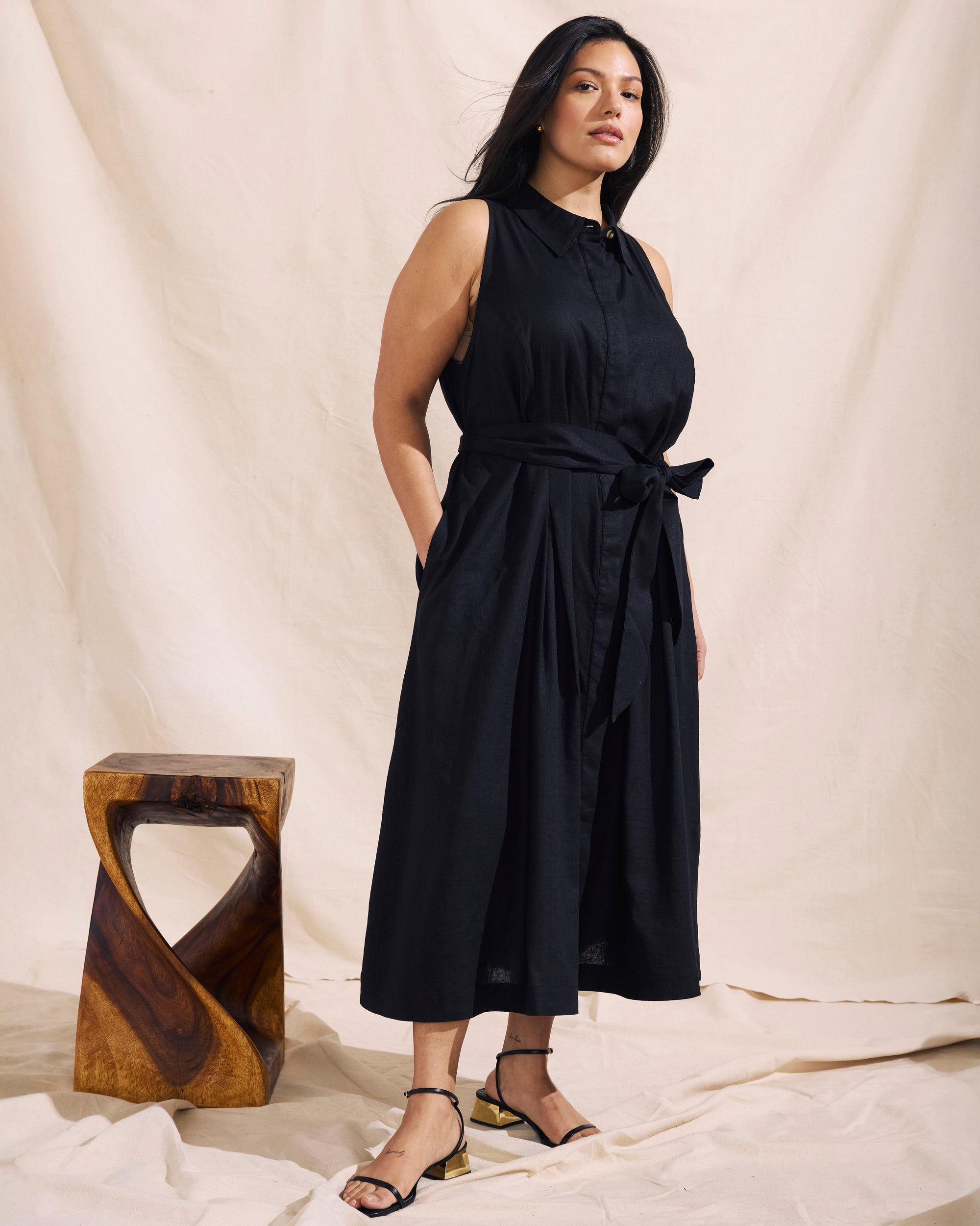 Adelaide Linen Shirtdress - Black | Plus Size & Straight Size Women's Fashion | Universal Standard