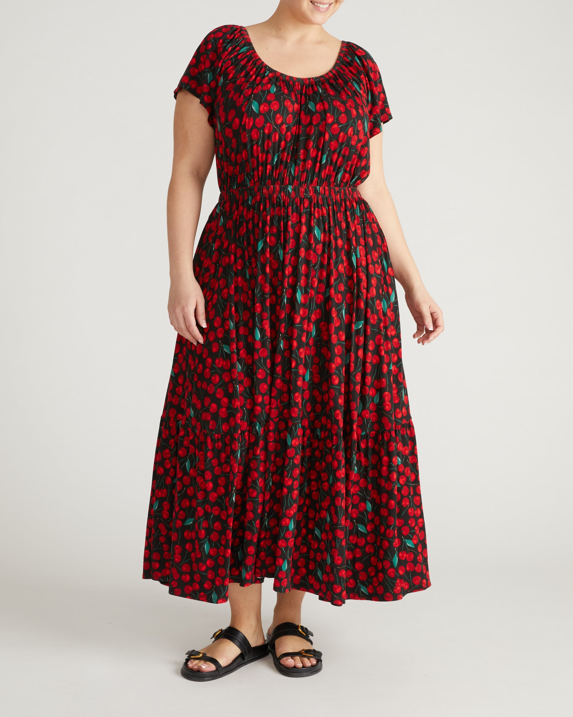 Kahlo Liquid Jersey Dress - Very Cherry Print | Plus Size & Straight Size Women's Fashion | Universal Standard