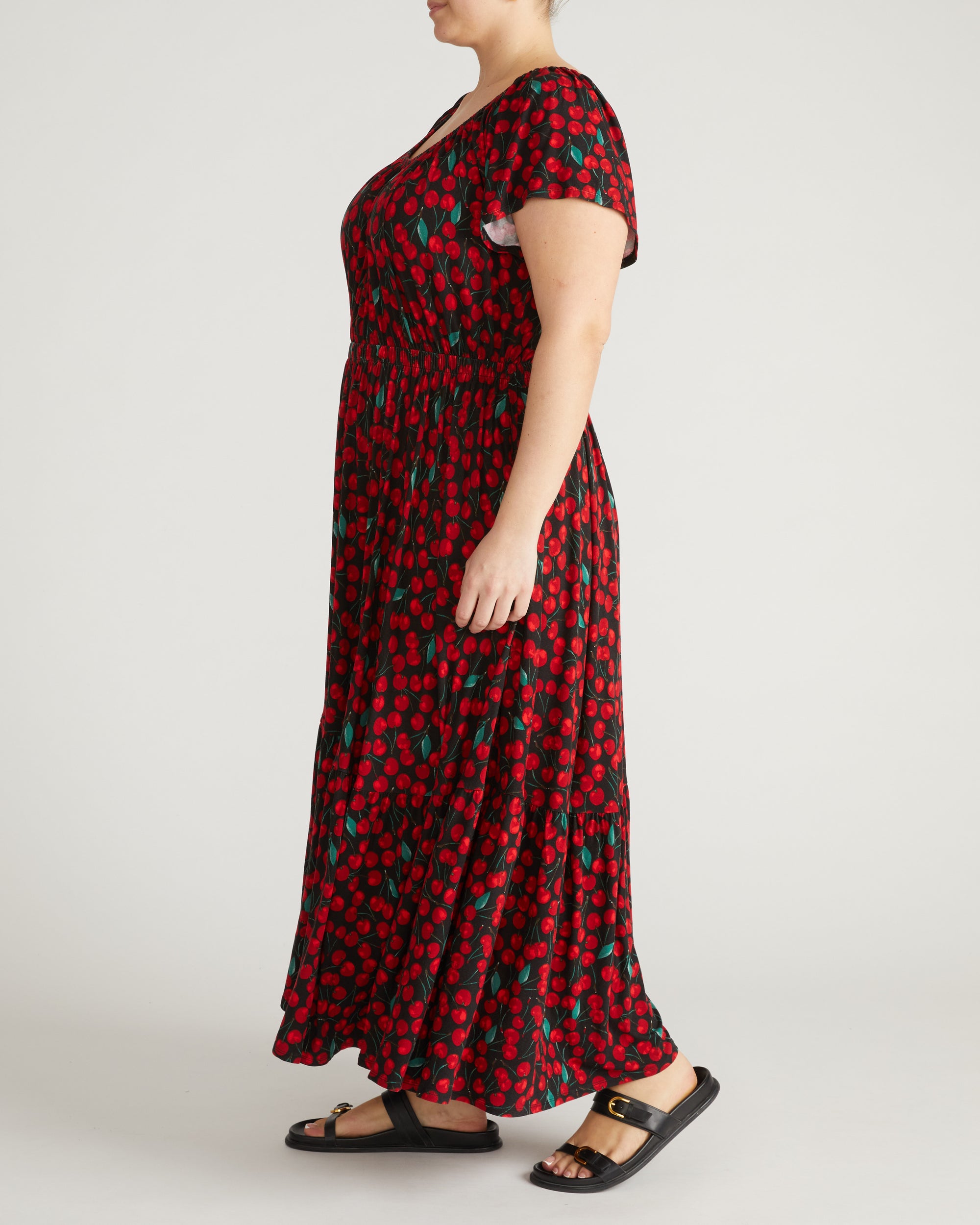 Kahlo Liquid Jersey Dress - Very Cherry Print | Plus Size & Straight Size Women's Fashion | Universal Standard
