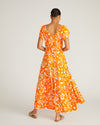 Kahlo Liquid Jersey Dress - Petal Palette Print in Arancia