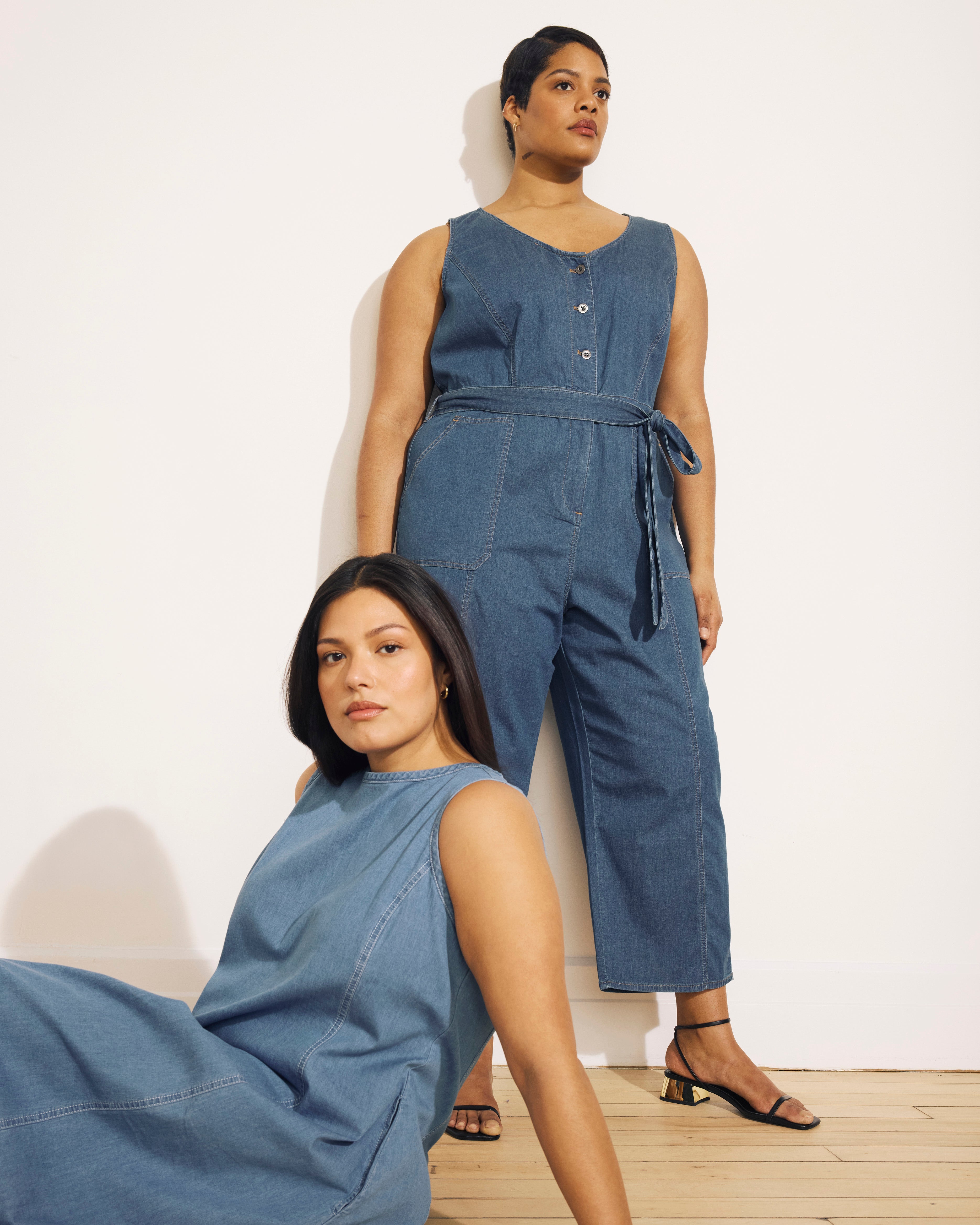 Kendra Cotton Chambray Tank Dress - Cove Blue – Universal Standard