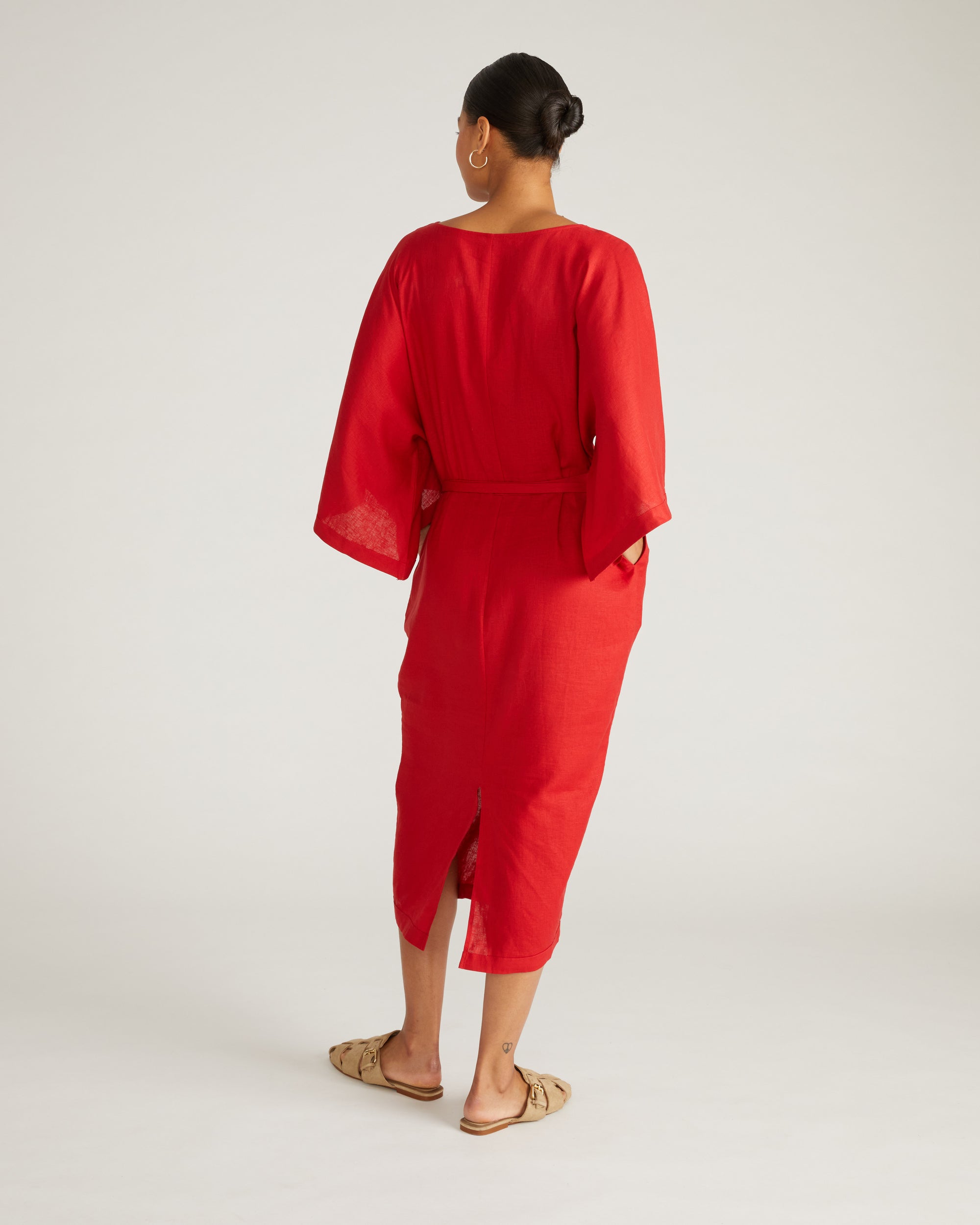 Lio Linen Dress - Ruby Red