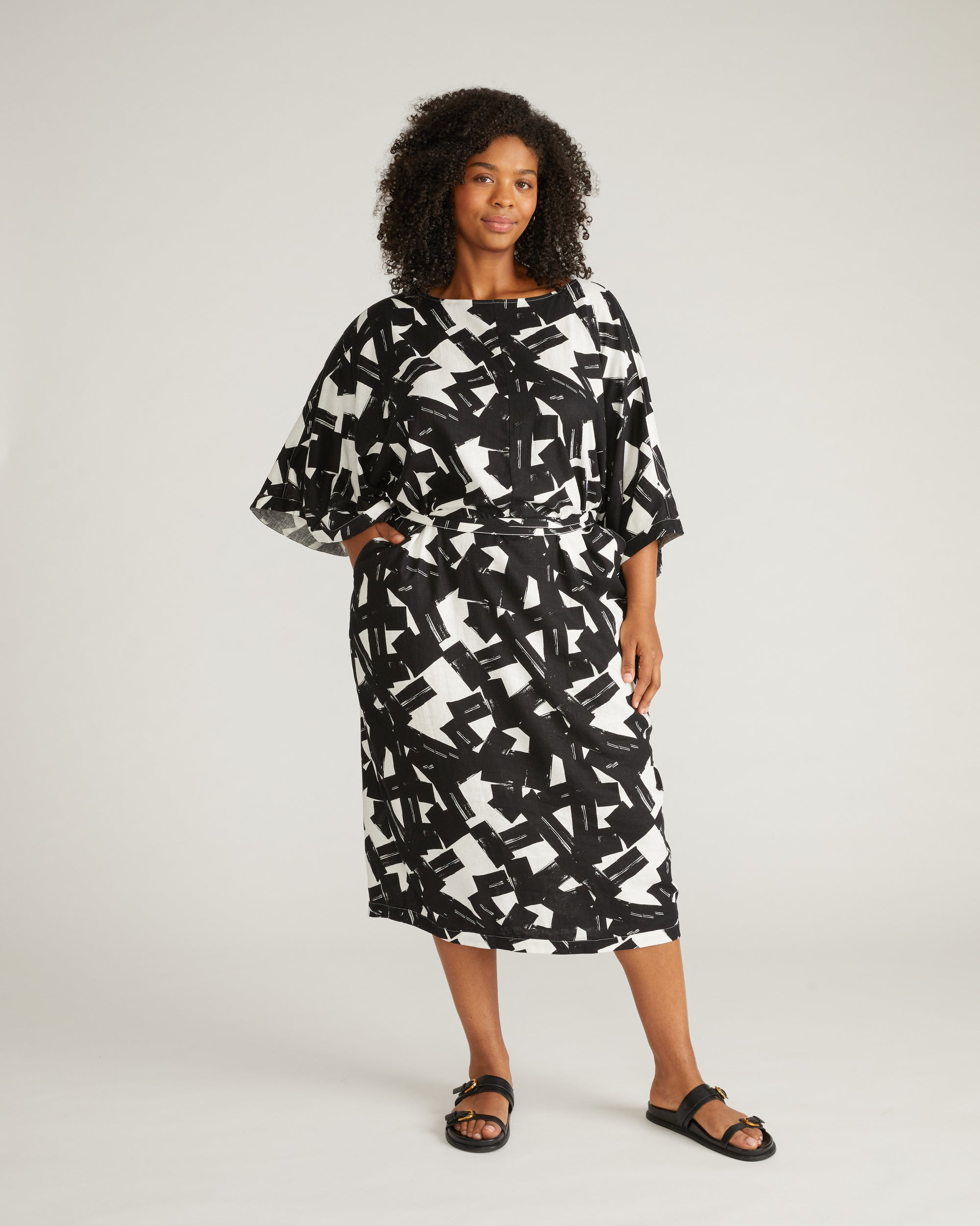 Lio Linen Dress - / Santiago Print- Size2XS - by Universal Standard Lio Linen Dress - / Santiago Print- Size2XS - by Universal Standard