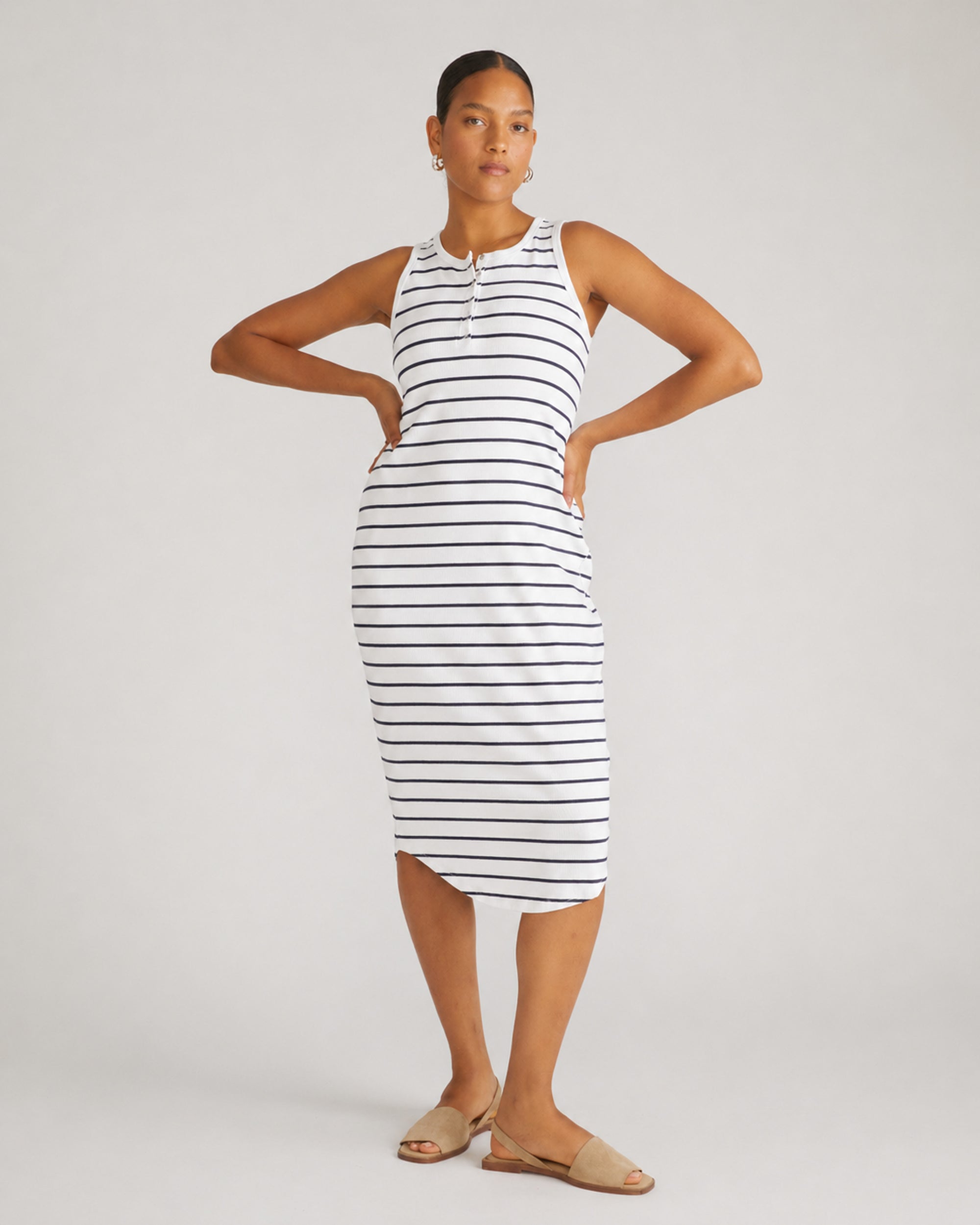 Universal Standard Women's Romera Sleeveless Rib Midi Dress - White