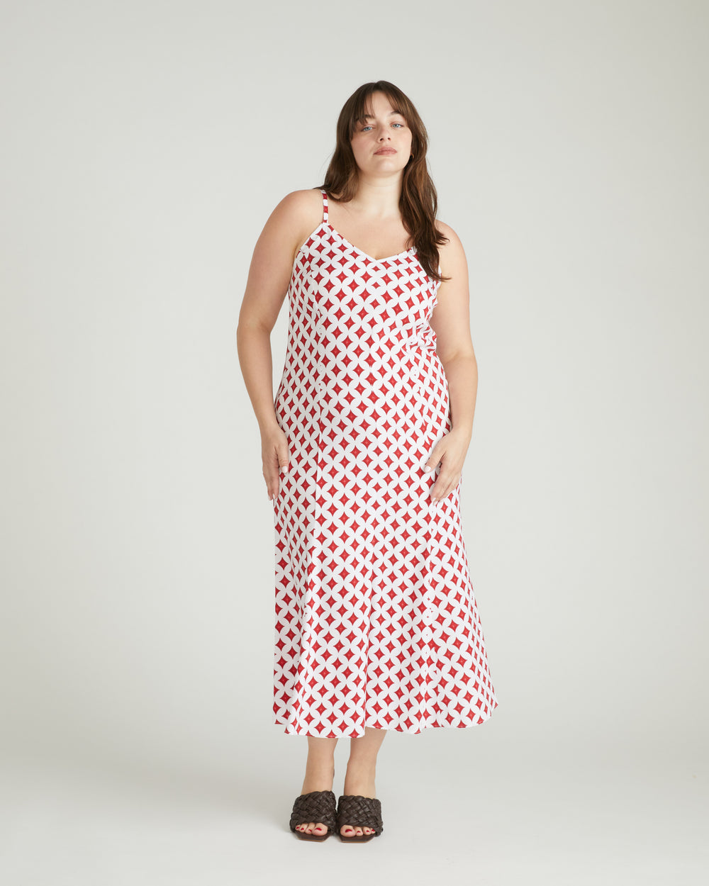 Amber Summer Slip Dress - Morningstar Print in Red