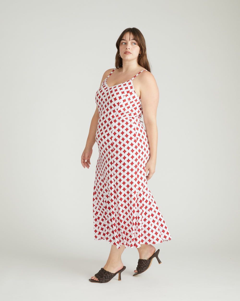 Amber Summer Slip Dress - Morningstar Print in Red