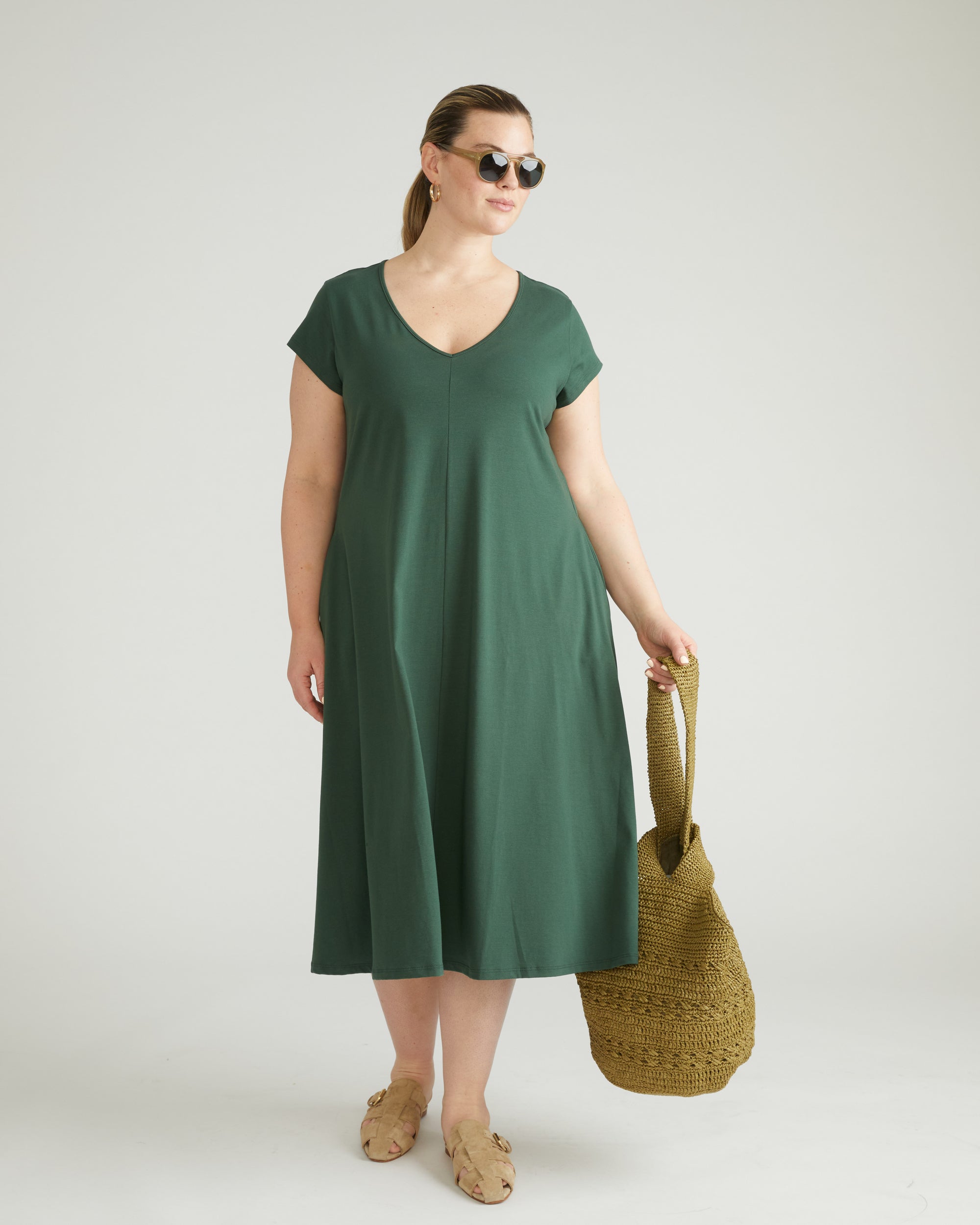 Danna Jersey Dress - Conifer | Plus Size & Straight Size Women's Fashion | Universal Standard