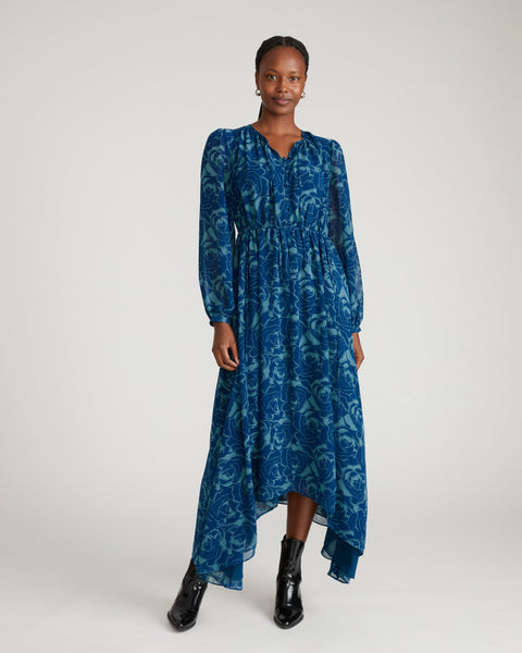 Karina Chiffon Dress - Rose Print in Deep Teal – Universal Standard