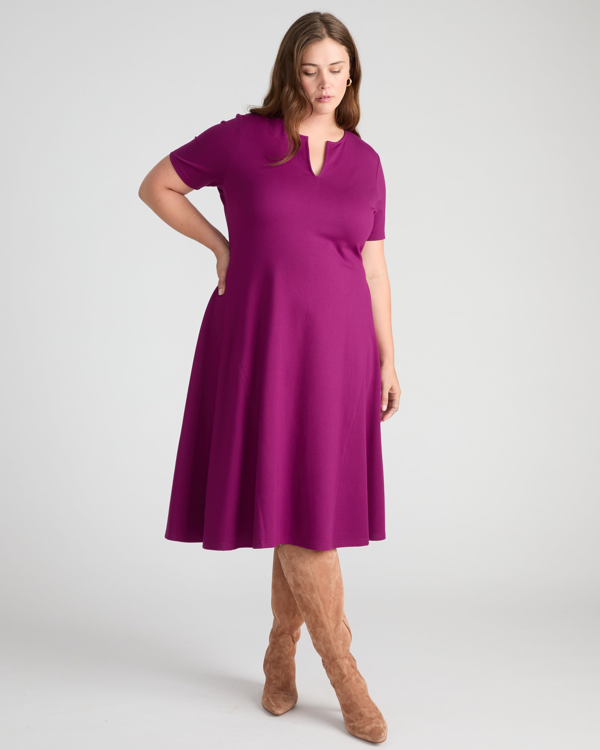 Saskia Ponte Dress - Plum Caspia | Plus Size & Straight Size Women's Fashion | Universal Standard