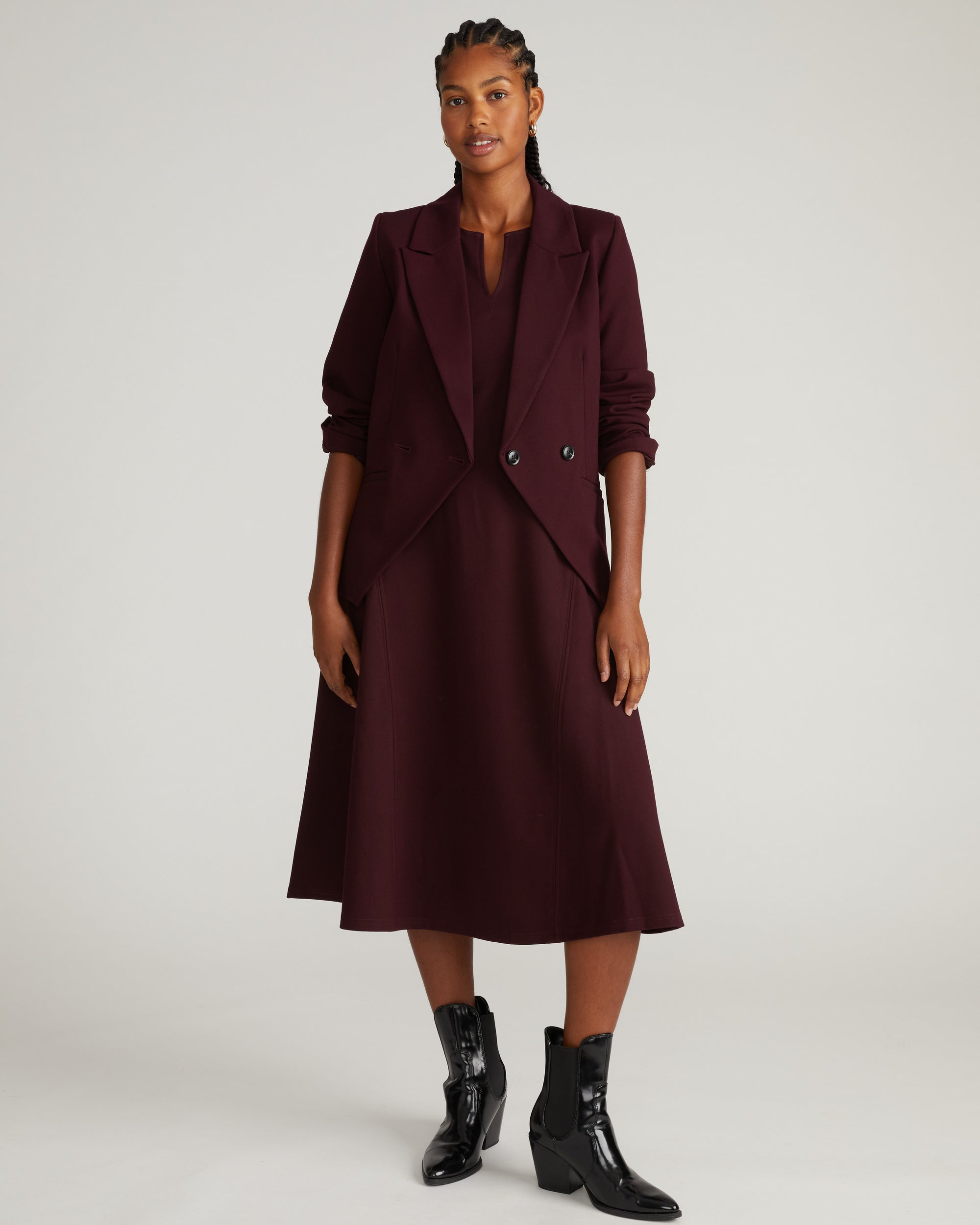Saskia Ponte Dress - / Black Cherry- Size4XL