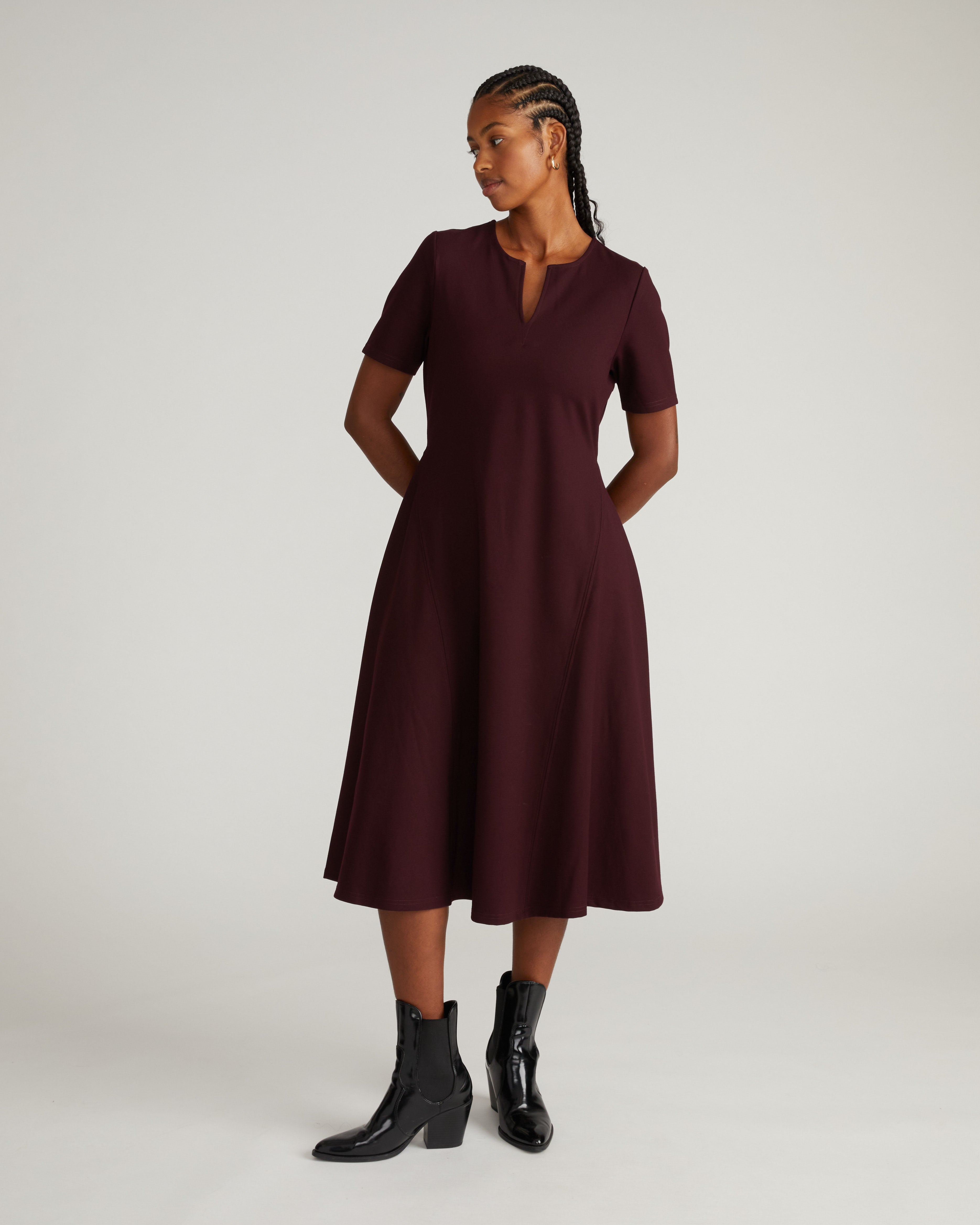 Saskia Ponte Dress - Black Cherry – Universal Standard