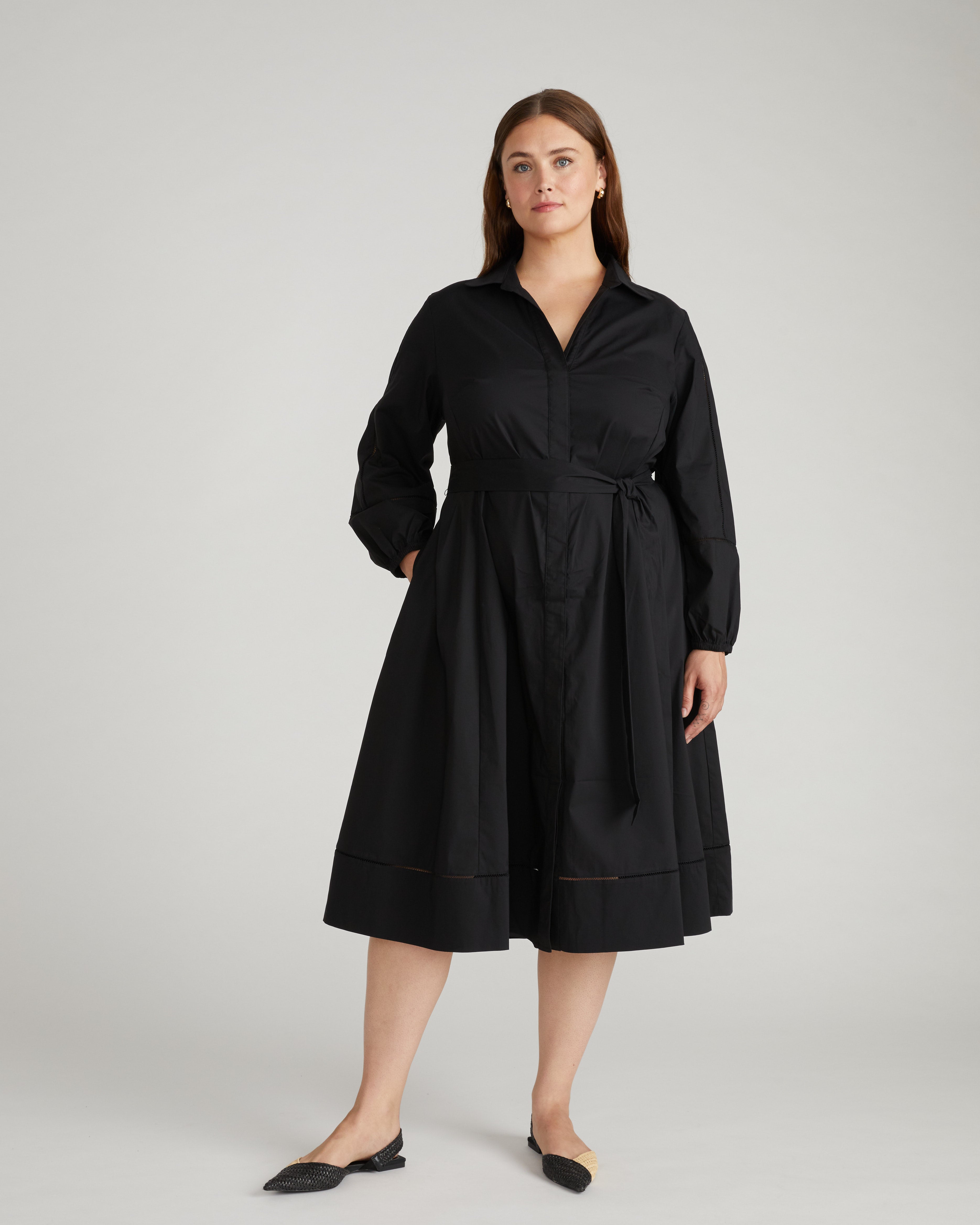 Claire Stretch Poplin Shirtdress - Black – Universal Standard