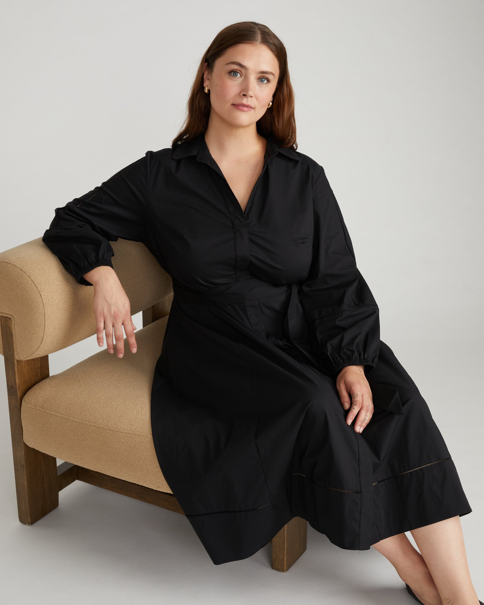 Claire Stretch Poplin Shirtdress - / Black- Size4XL - by Universal Standard Claire Stretch Poplin Shirtdress - / Black- Size4XL - by Universal Standard