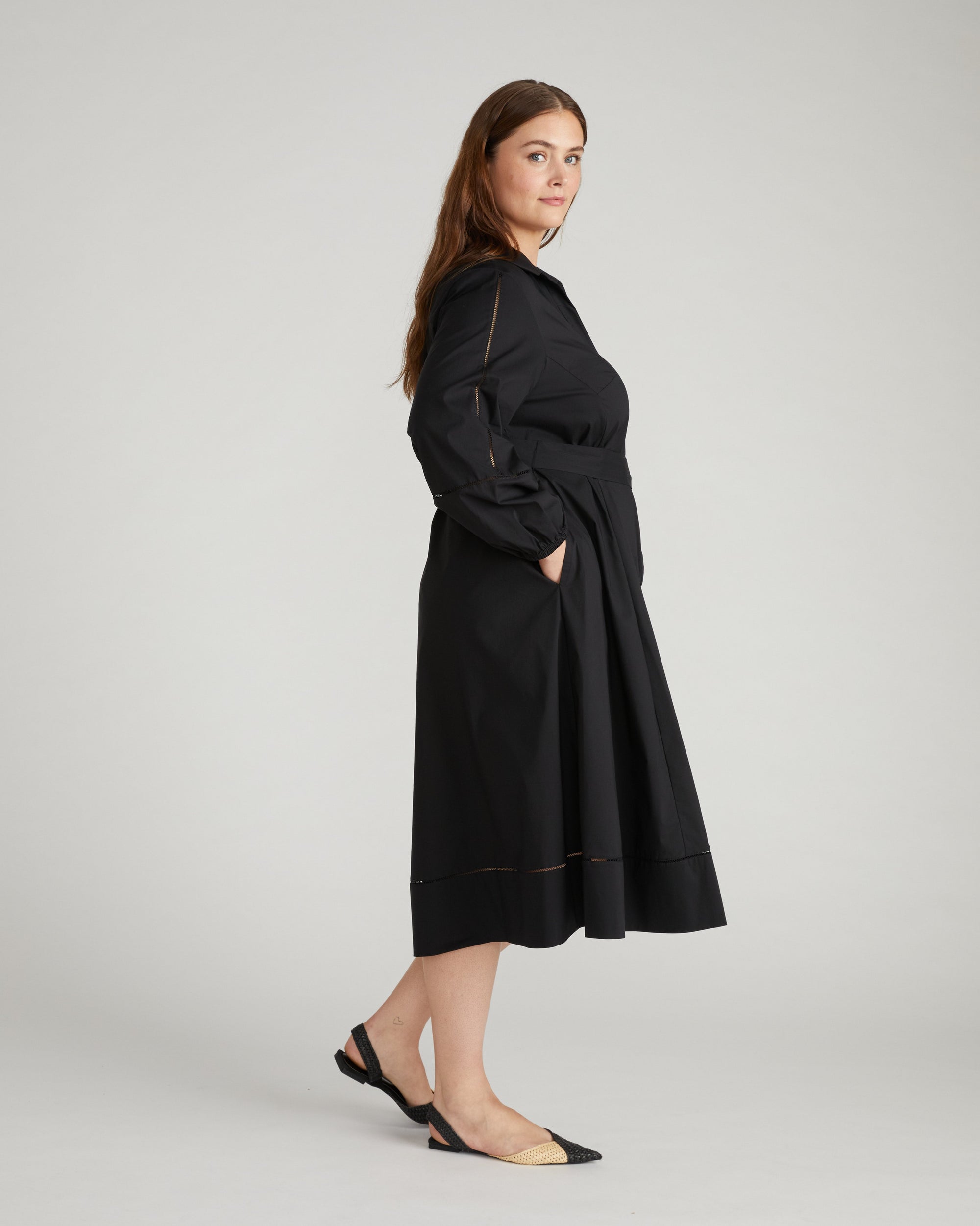 Claire Stretch Poplin Shirtdress - Black Universal Standard Claire Stretch Poplin Shirtdress - Black Universal Standard