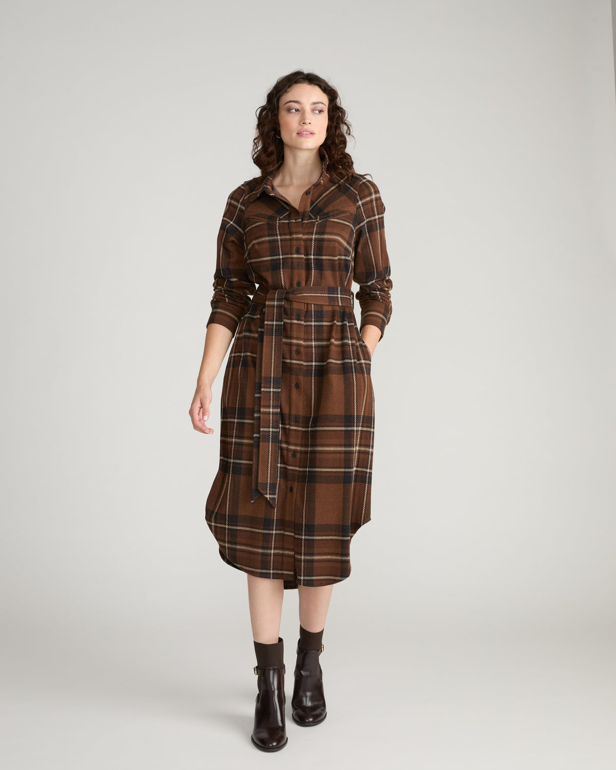 Morgan Belted Stretch Flannel Shirtdress - Essex Plaid | Plus Size & Straight Size Women's Fashion | Universal Standard