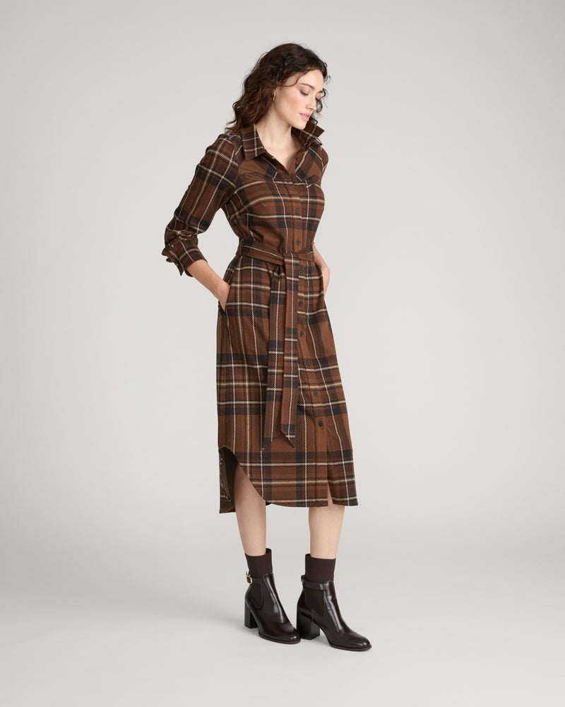 Morgan Belted Stretch Flannel Shirtdress - Essex Plaid | Plus Size & Straight Size Women's Fashion | Universal Standard
