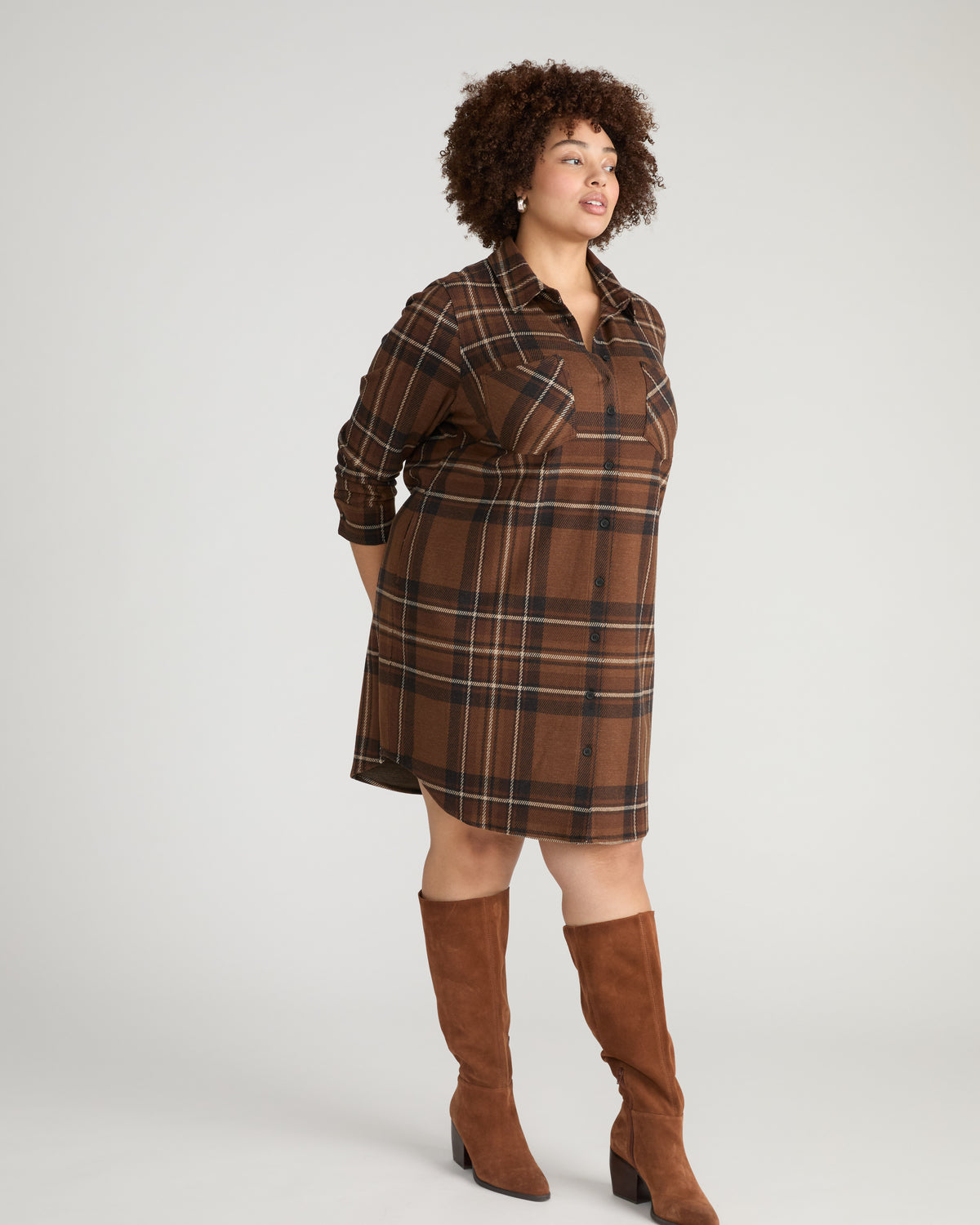 Maine Stretch Flannel Shirtdress - Essex Plaid