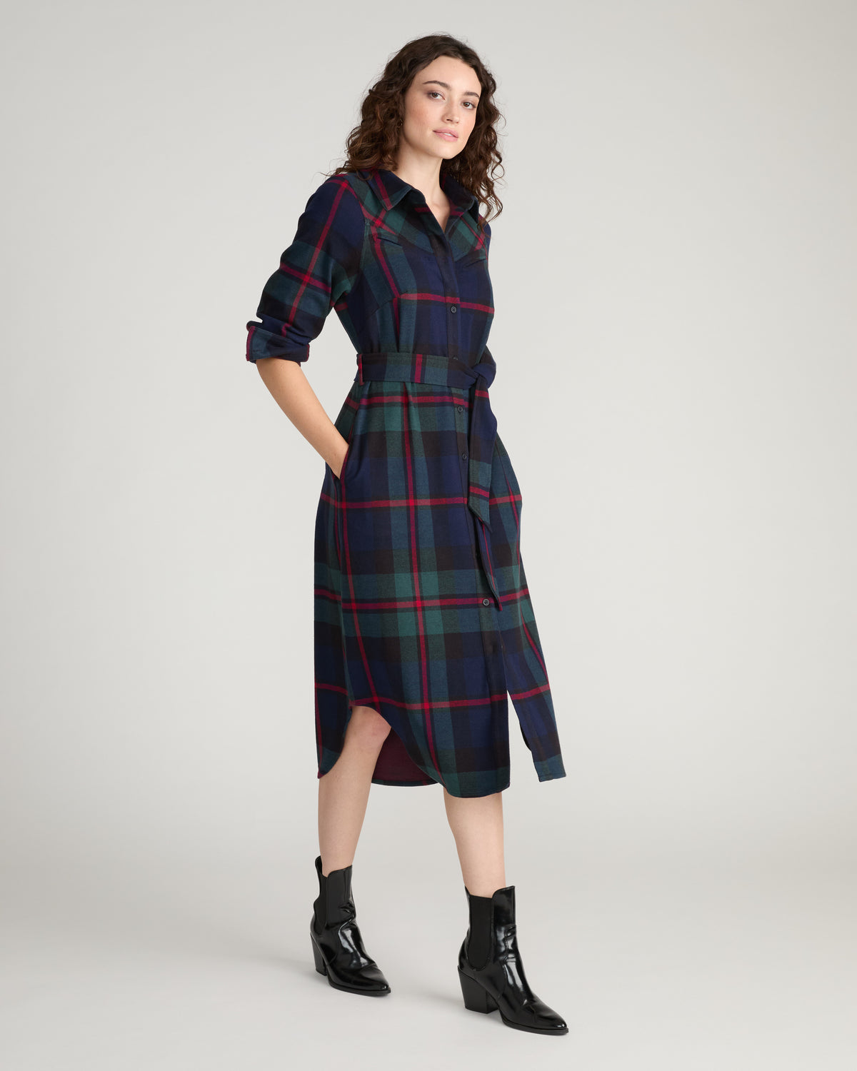 Morgan Belted Stretch Flannel Shirtdress - Bedford Plaid | Plus Size & Straight Size Women's Fashion | Universal Standard