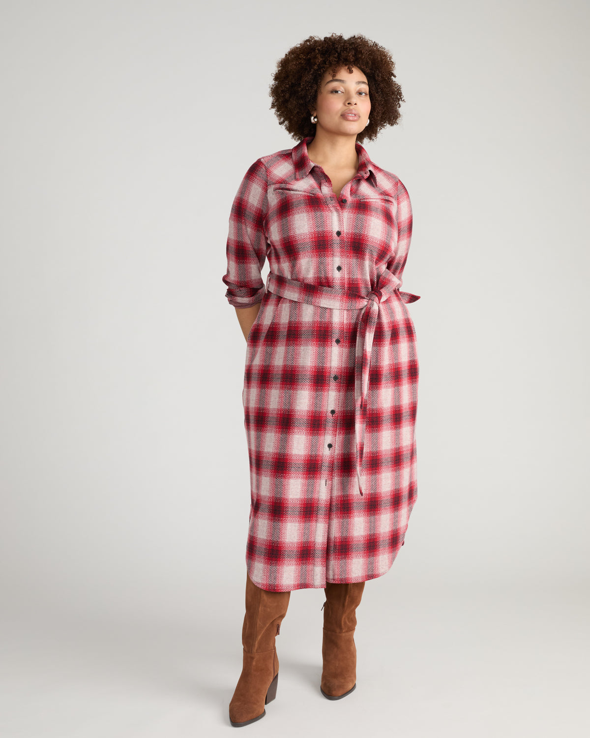 Morgan Belted Stretch Flannel Shirtdress - Kent Plaid | Plus Size & Straight Size Women's Fashion | Universal Standard