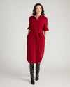 Morgan Belted Stretch Flannel Shirtdress - Autumnal Red | Plus Size & Straight Size Women's Fashion | Universal Standard