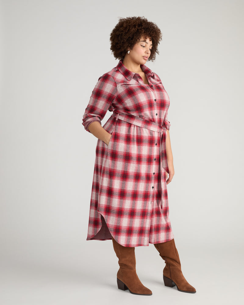 Morgan Belted Stretch Flannel Shirtdress - Kent Plaid | Plus Size & Straight Size Women's Fashion | Universal Standard