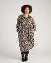 Morgan Belted Stretch Flannel Shirtdress - Chocolate Ikat Jacquard | Plus Size & Straight Size Women's Fashion | Universal Standard