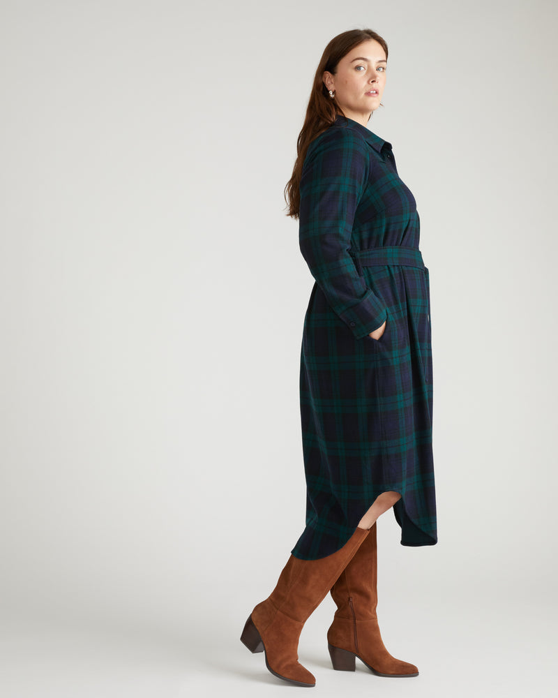 Morgan Stretch Flannel Shirtdress - Yosemite Plaid