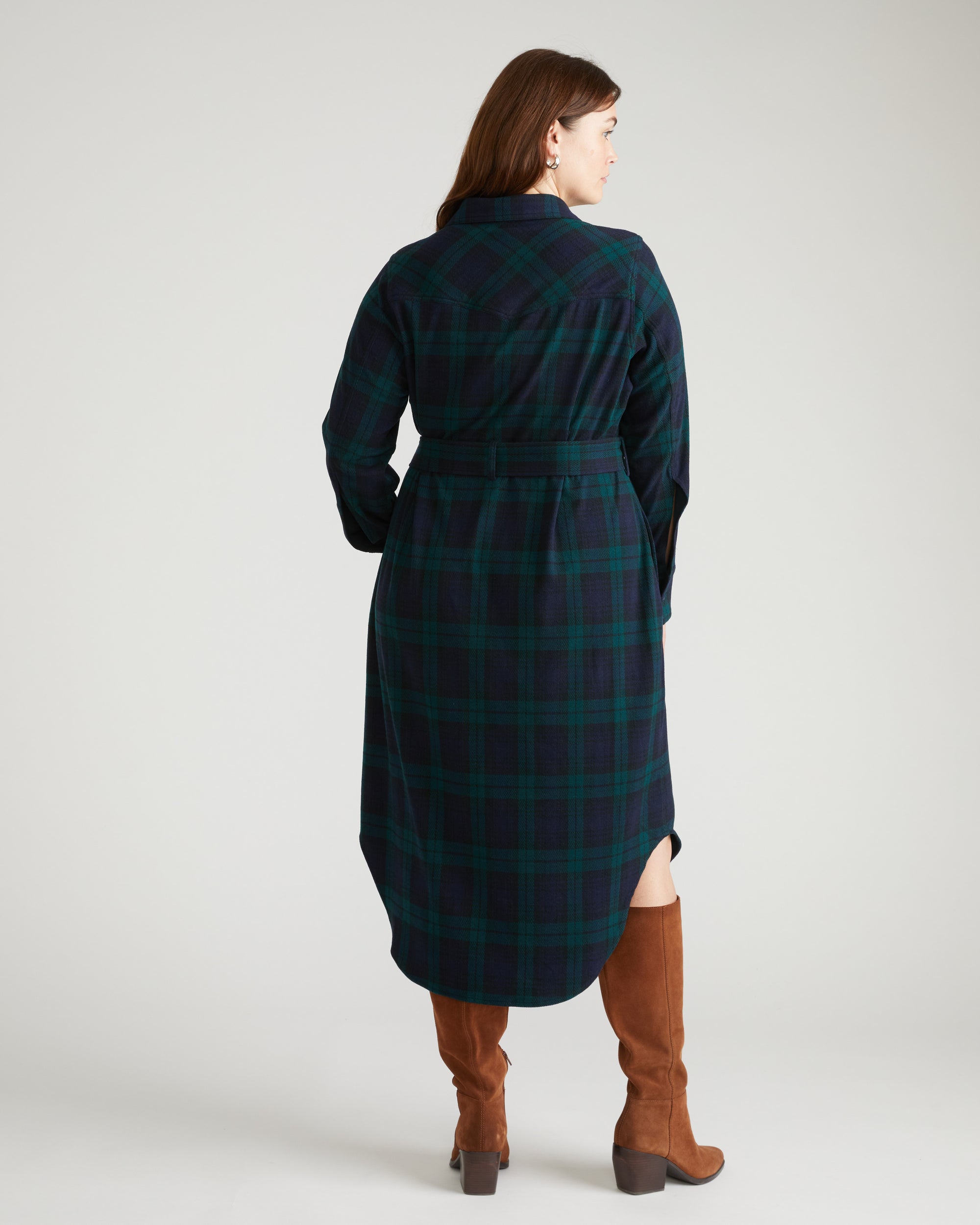 Morgan Stretch Flannel Shirtdress - Yosemite Plaid