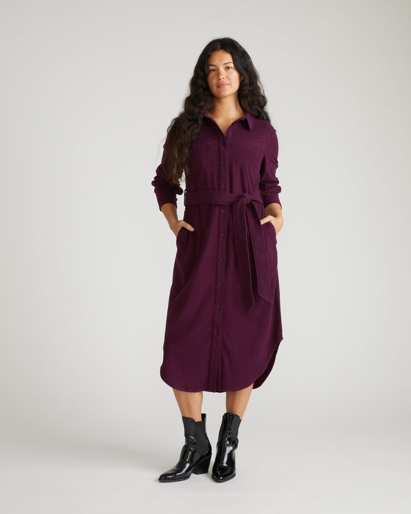 Morgan Stretch Flannel Shirtdress - Gamay