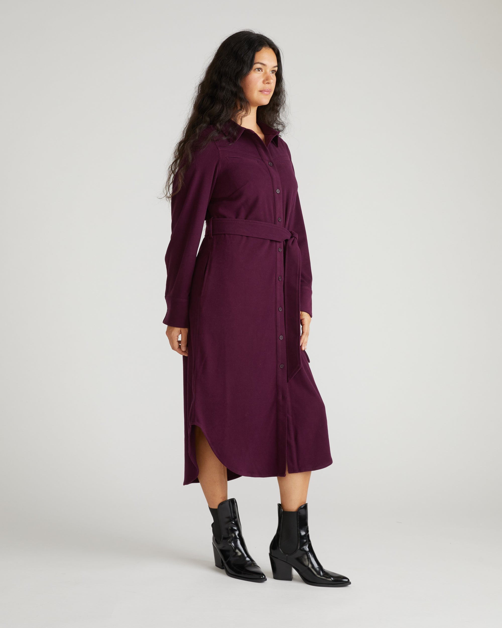 Morgan Stretch Flannel Shirtdress - Gamay