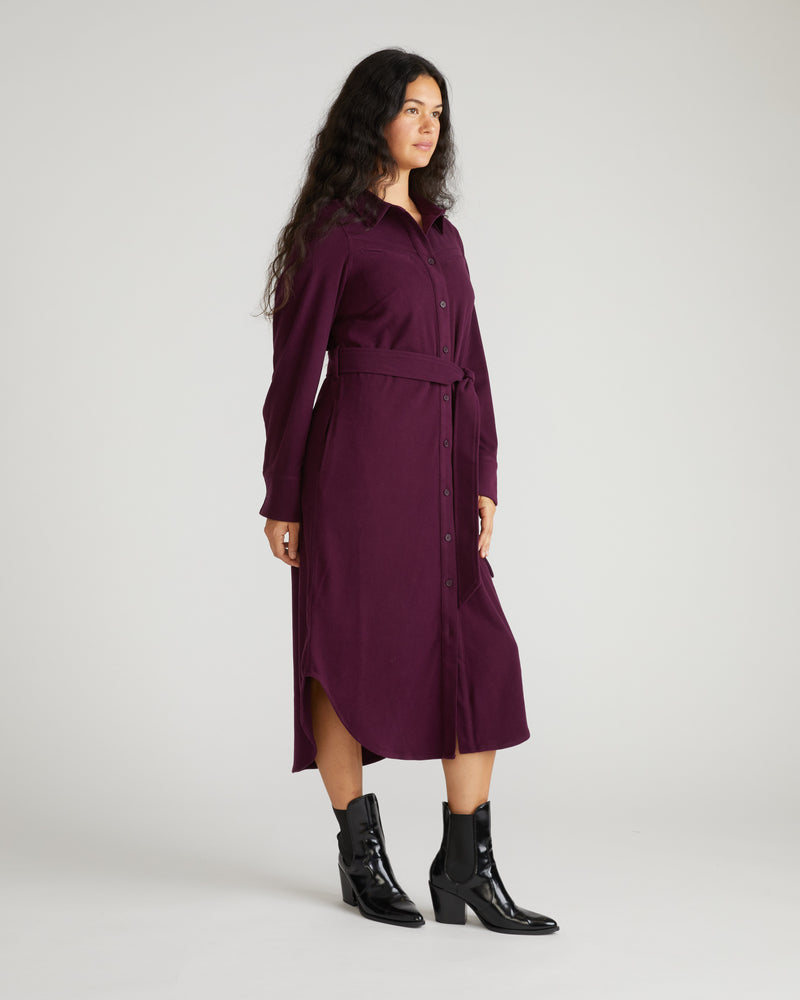 Morgan Stretch Flannel Shirtdress - Gamay