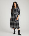 Morgan Stretch Flannel Shirtdress - Highland Hug Black Plaid
