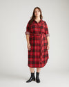 Morgan Stretch Flannel Shirtdress - Ridge Brew Red Plaid