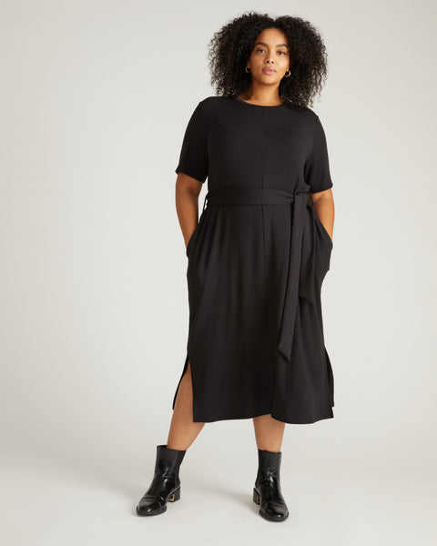 TravelKnit Belted Dress - Black  Universal Standard