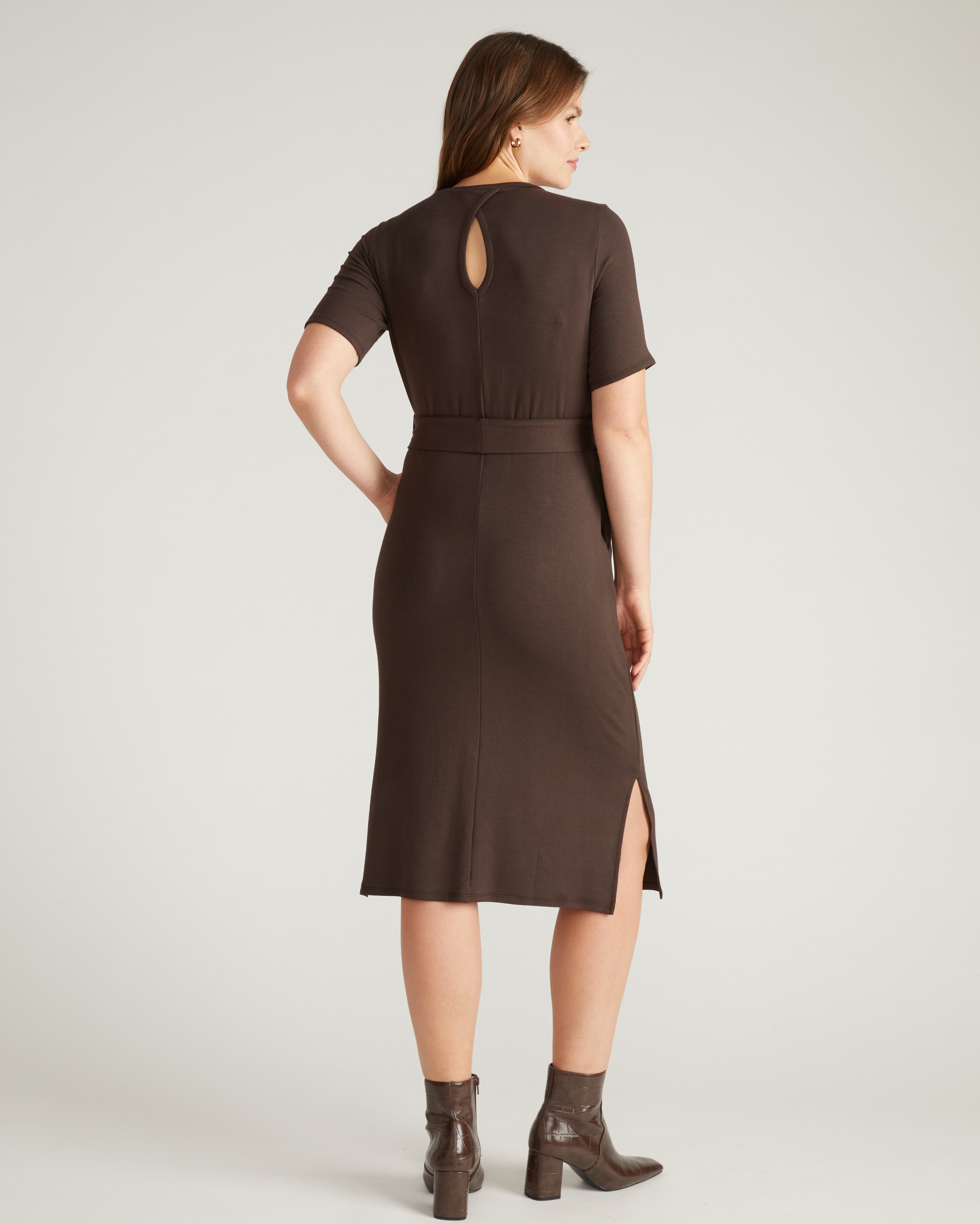 TravelKnit Belted Dress - Espresso – Universal Standard