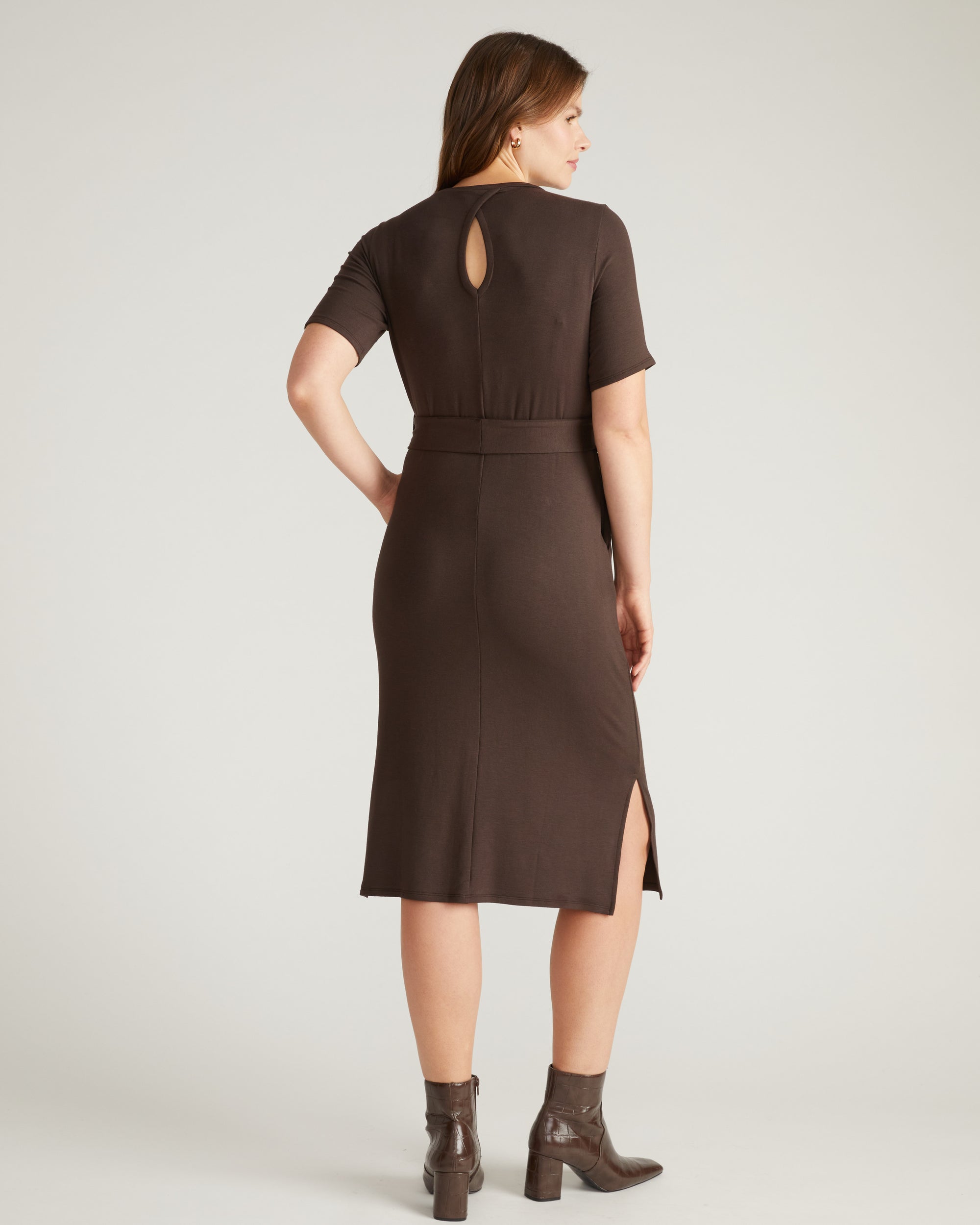 TravelKnit Belted Dress - Espresso