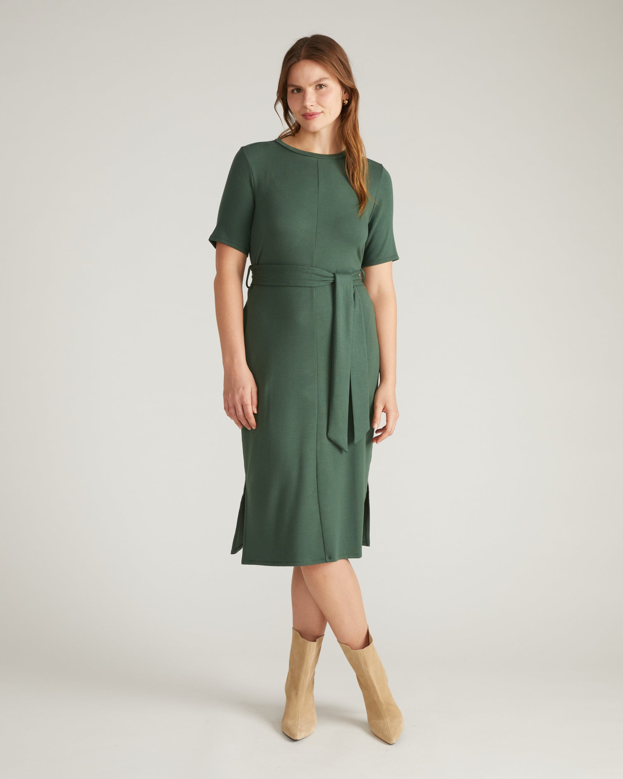 TravelKnit Belted Dress - Conifer