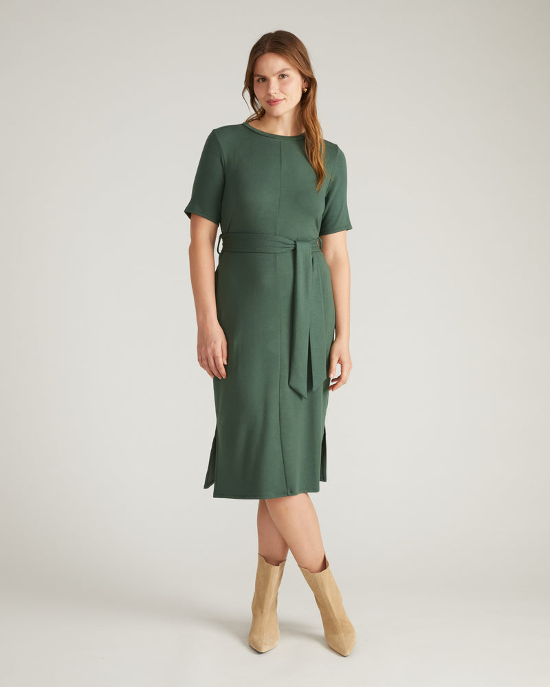 TravelKnit Belted Dress - Conifer