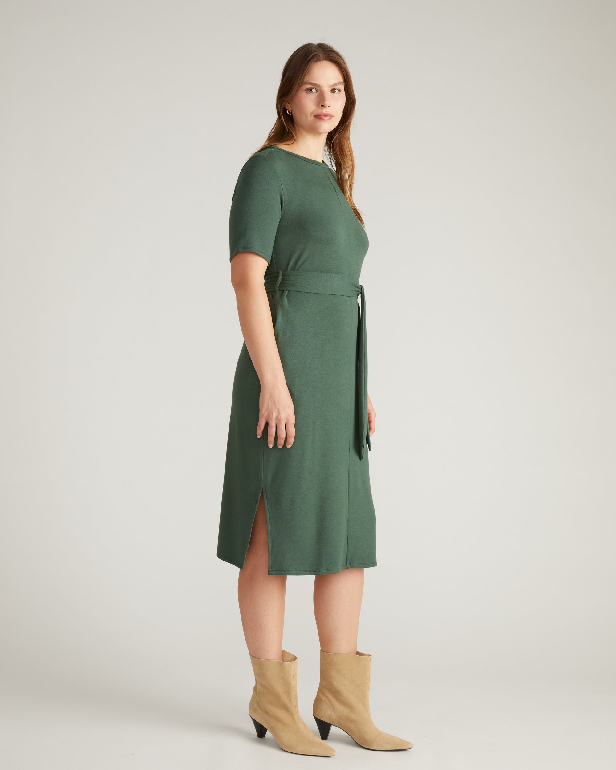 TravelKnit Belted Dress - Conifer