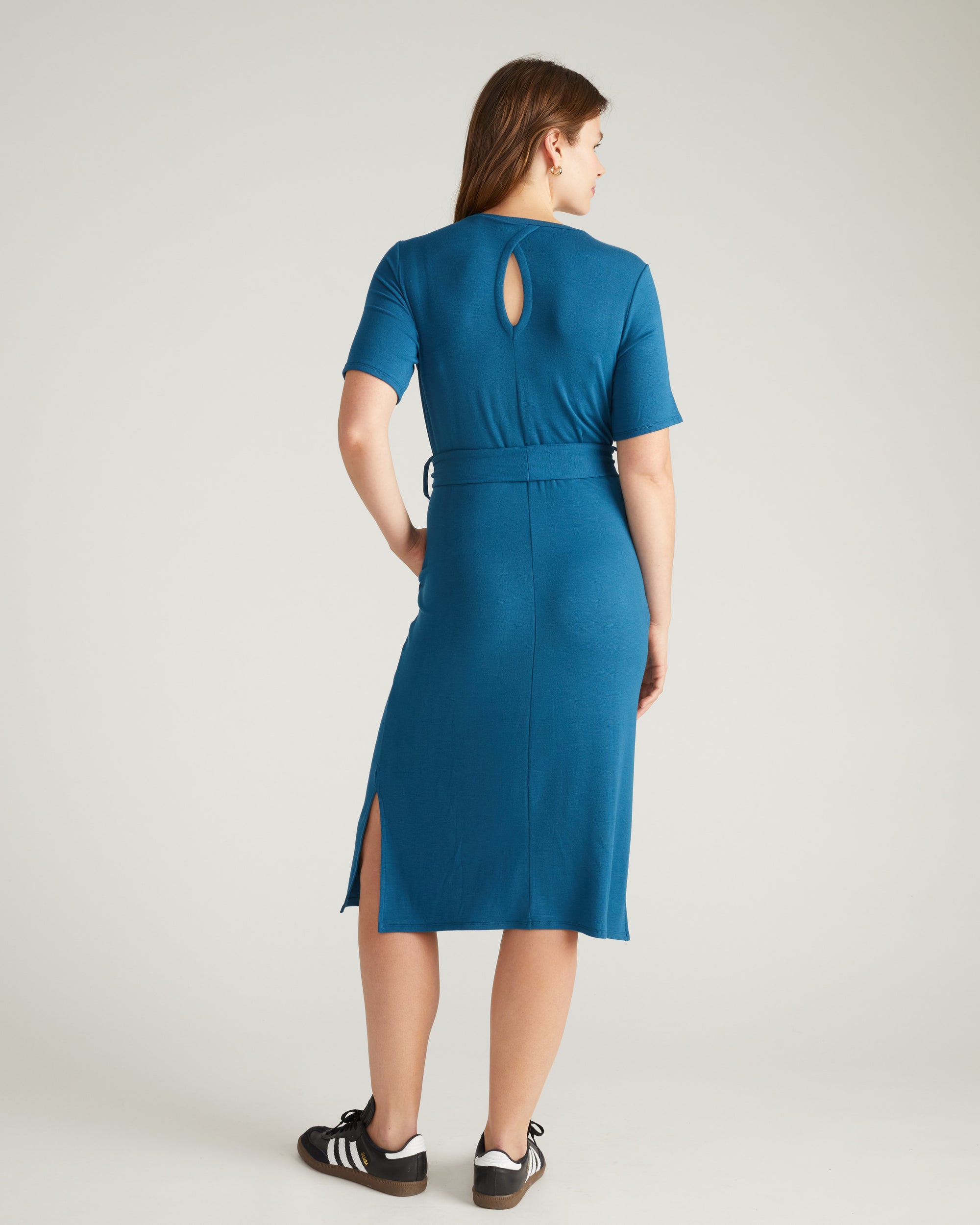 TravelKnit Belted Dress - Blue Teal