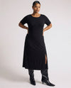 Woman wearing Serena Boat Neck Divine Jersey Dress - Black from Universal Standard