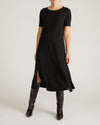 Woman wearing Serena Boat Neck Divine Jersey Dress - Black from Universal Standard