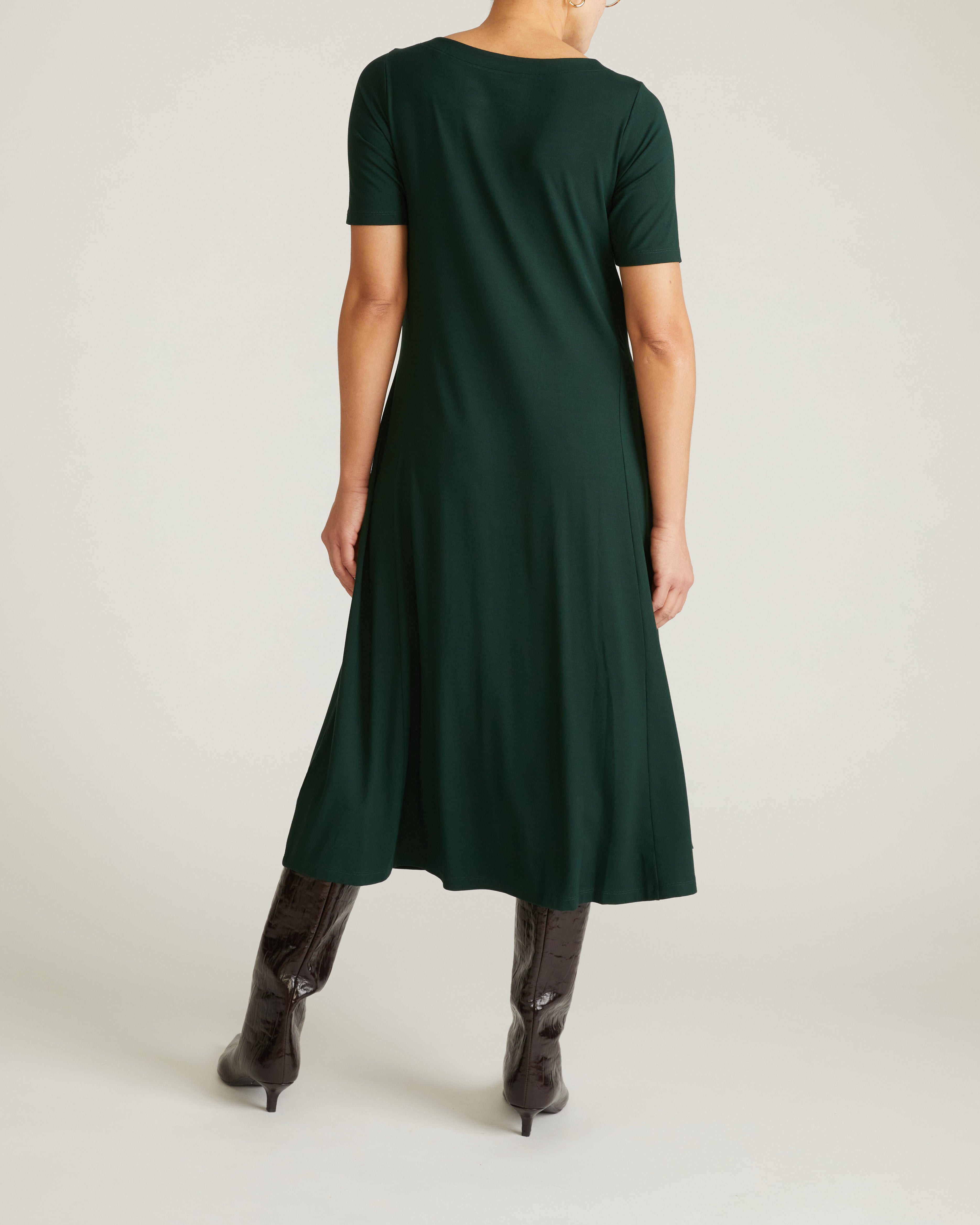 Serena Boatneck Divine Jersey Dress - Forest Green – Universal