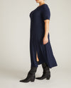 Woman wearing Serena Boatneck Divine Jersey Dress - Midnight from Universal Standard